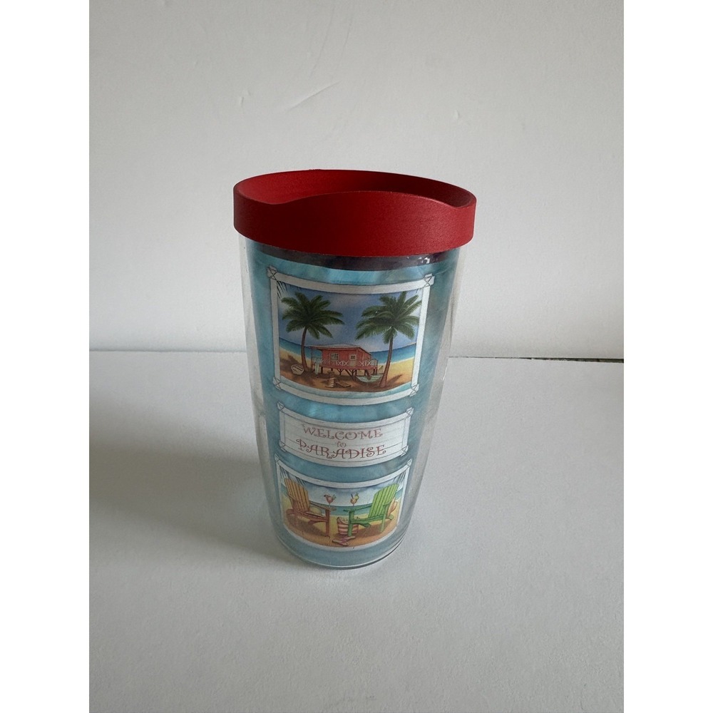 Dan Morris 2008 Tervis Tumbler Welcome to Paradise 16oz. Cup Red Lid